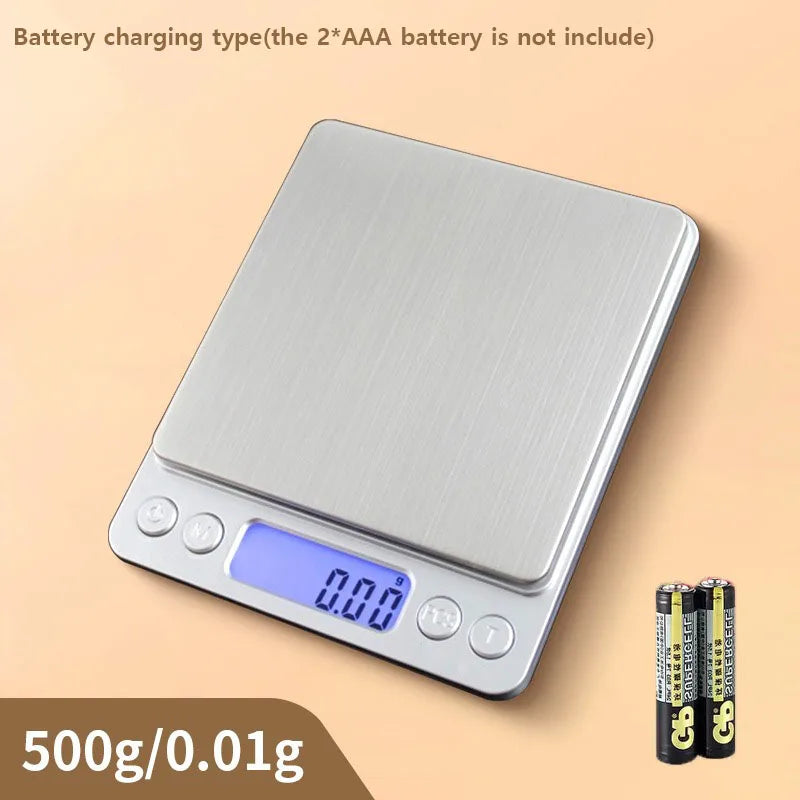 Rechargeable LCD Digital Kitchen Scale Mini Stainless Steel Precision Jewelry Electronic Balance Weight Electronic Digital Scale