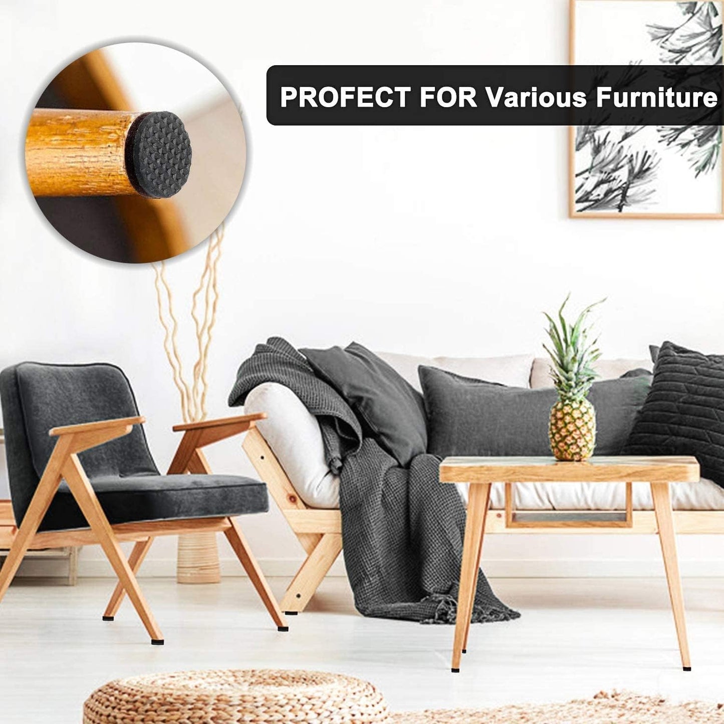 Non Slip Furniture Pads -56 Pcs(1+2)” Furniture Grippers, Non Skid Furniture Legs,Self Adhesive Rubber Furniture Feet, anti Slide Furniture Hardwood Floor Protector for Keep Couch Stoppers
