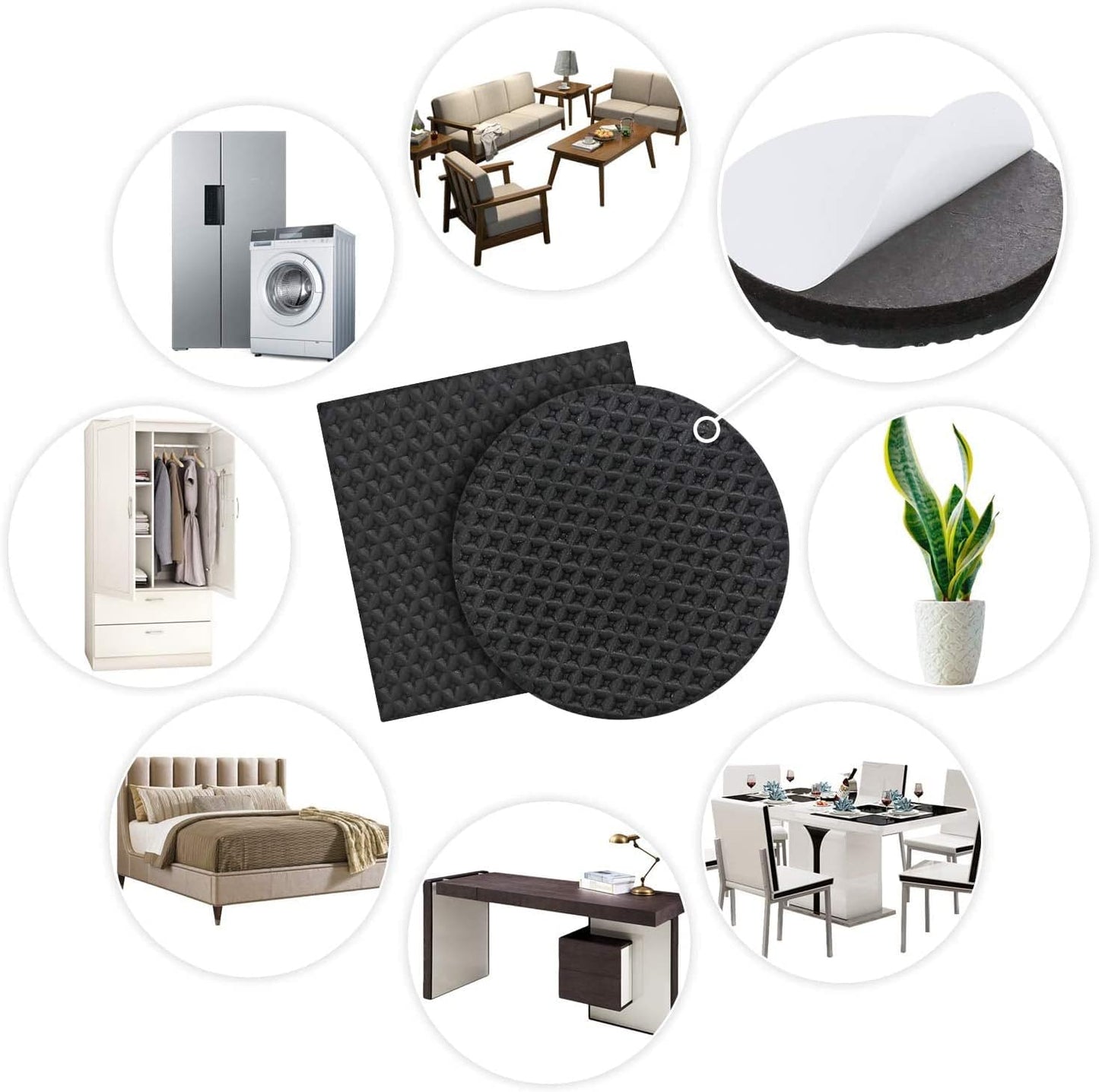 Non Slip Furniture Pads -56 Pcs(1+2)” Furniture Grippers, Non Skid Furniture Legs,Self Adhesive Rubber Furniture Feet, anti Slide Furniture Hardwood Floor Protector for Keep Couch Stoppers