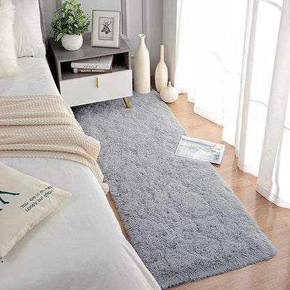 Soft Runner Rugs for Bedroom Living Room Plush Fluffy Rug 2X6 Feet, Shag Furry Area Rug Carpet Non Shedding for Nursery Children Kids Girls Room Home Decorative, Grey