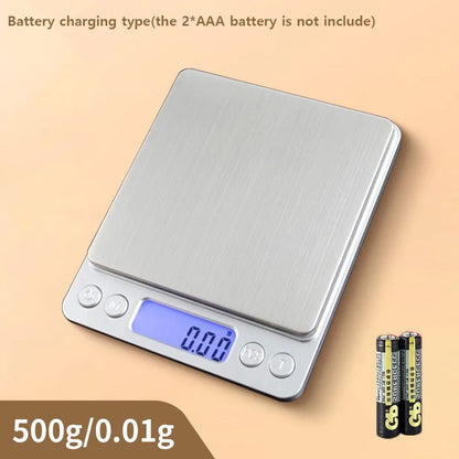 Rechargeable LCD Digital Kitchen Scale Mini Stainless Steel Precision Jewelry Electronic Balance Weight Electronic Digital Scale