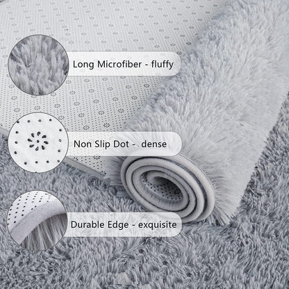 Soft Runner Rugs for Bedroom Living Room Plush Fluffy Rug 2X6 Feet, Shag Furry Area Rug Carpet Non Shedding for Nursery Children Kids Girls Room Home Decorative, Grey