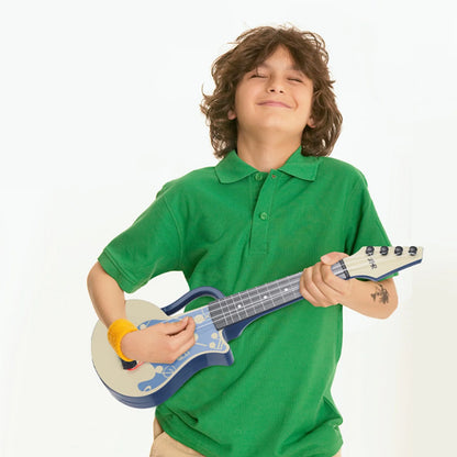 18 Inch Mini Guitar Toy for Kids,Portable Blue Guitar with 4 Strings Musical Instrument Toy, Birthday Gifts for Beginner Children Toddler Boys Girls Age 3-8