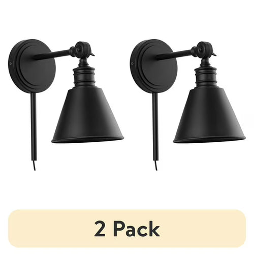 Dimmable Black Plug in Wall Lamp