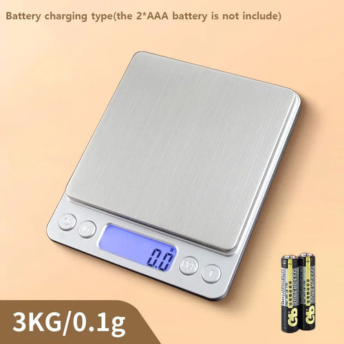 Rechargeable LCD Digital Kitchen Scale Mini Stainless Steel Precision Jewelry Electronic Balance Weight Electronic Digital Scale