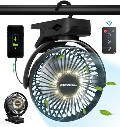 Portable USB Clip Fan with Rechargeable Battery and Wireless Remote Control