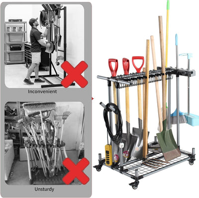 QTJH Mobile Garden Tool Tower Garage Storage Holder Tool Storage Rack, Corner Wo