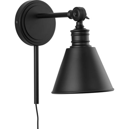 Dimmable Black Plug in Wall Lamp