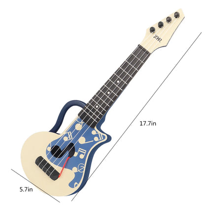 18 Inch Mini Guitar Toy for Kids,Portable Blue Guitar with 4 Strings Musical Instrument Toy, Birthday Gifts for Beginner Children Toddler Boys Girls Age 3-8