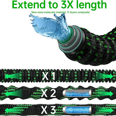 100Ft Expandable Garden Hose Lightweight Flexible Water Hoses Green