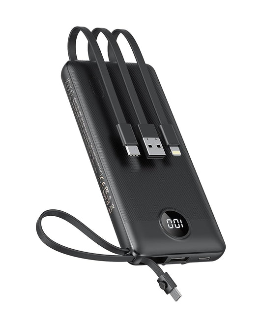 Portable Charger with Built-in Cables 10000mAh Power Bank for iPhone Slim