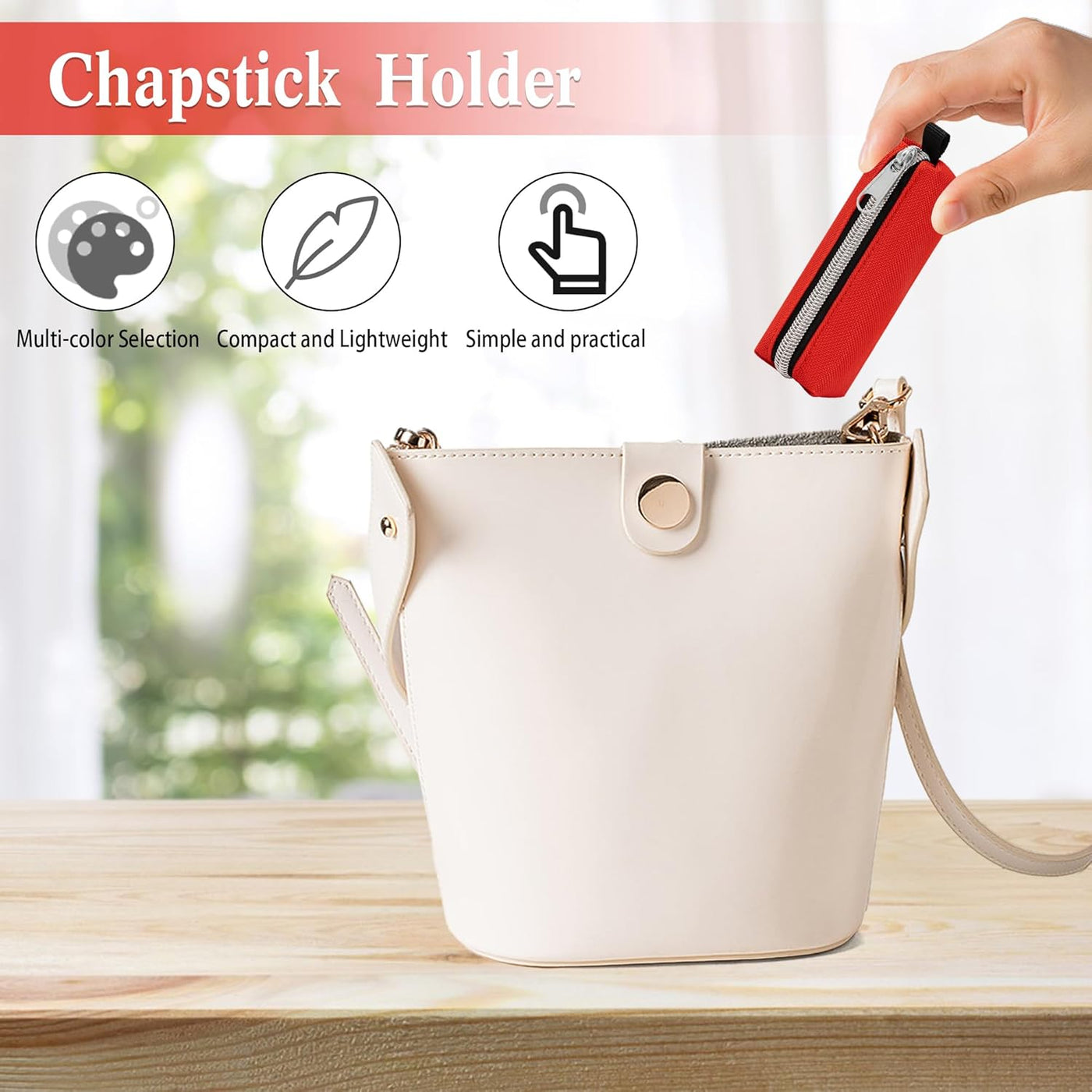 3 Pcs Lip Balm Sleeve Pouch Portable Lipstick Holder Bag Clip-On Makeup Travel Accessories Great Stuffers Gift for Women