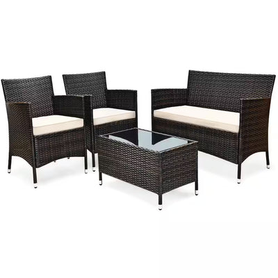 4-Piece Rattan Patio Conversation Set 