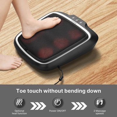 Foot Massager with Heat,Shiatsu Foot Massager for Circulation, Back Massager, Foot Warmer and Massager for Neuropathy Muscle Pain Relief, Plantar Fasciitis, Christmas Birthday Gifts for Dad and Mon