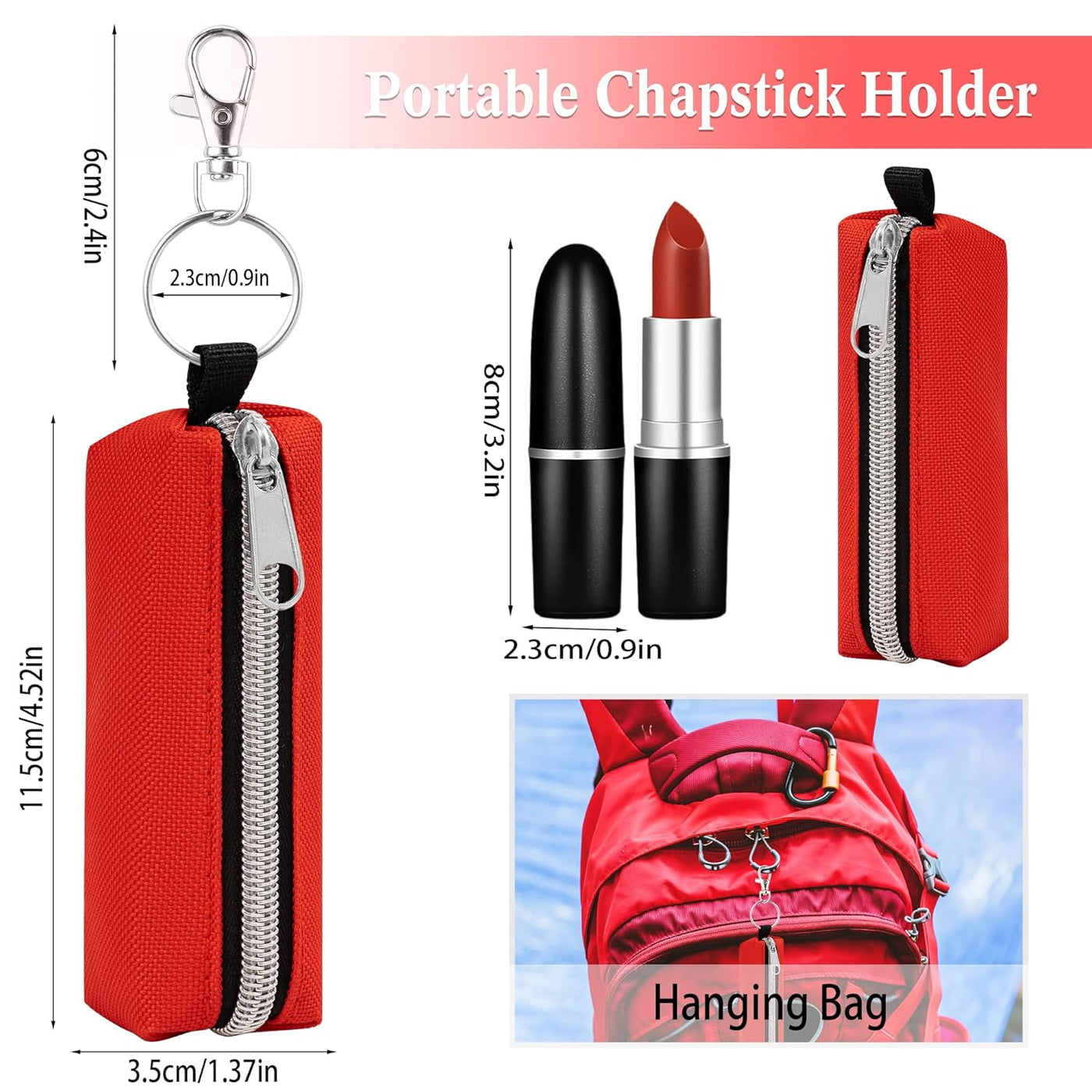 3 Pcs Lip Balm Sleeve Pouch Portable Lipstick Holder Bag Clip-On Makeup Travel Accessories Great Stuffers Gift for Women