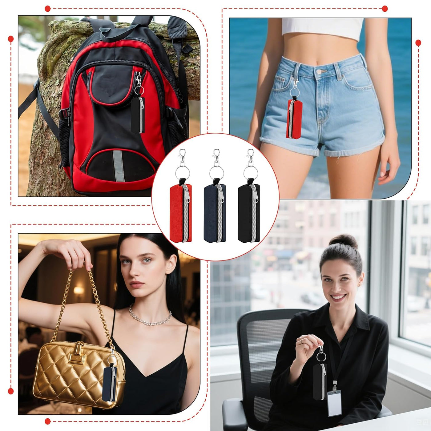 3 Pcs Lip Balm Sleeve Pouch Portable Lipstick Holder Bag Clip-On Makeup Travel Accessories Great Stuffers Gift for Women