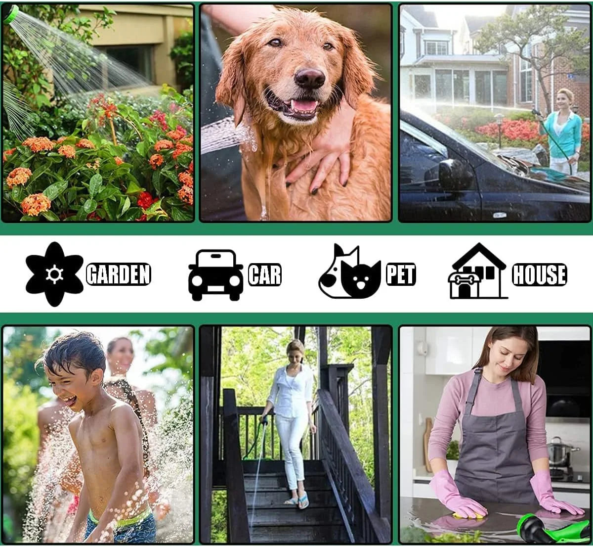 100Ft Expandable Garden Hose Lightweight Flexible Water Hoses Green