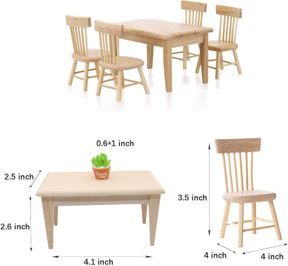 1:12 Scale Mini Wooden Furniture Miniature Kitchen Furniture Set Mini House Accessories Furniture Model for Birthday Gifts