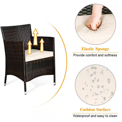 4-Piece Rattan Patio Conversation Set 