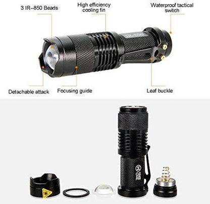 IR Torch 3 Watt 850NM Infrared Light Night Vision Flashlight Torch - Infrared Light Is Invisible to Human Eyes - to Be Used with Night Vision Device (NOT Include Battery)