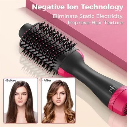 4 in 1 Hot Air Brush Styling Comb One-Step Heating Comb Hair Straightening Brush for Straight Curly Professional Hair Dryers