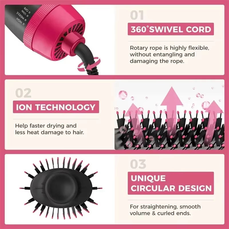 4 in 1 Hot Air Brush Styling Comb One-Step Heating Comb Hair Straightening Brush for Straight Curly Professional Hair Dryers