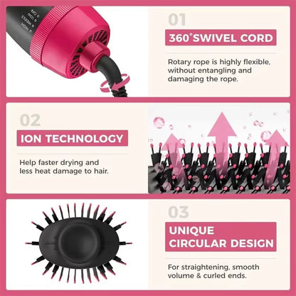4 in 1 Hot Air Brush Styling Comb One-Step Heating Comb Hair Straightening Brush for Straight Curly Professional Hair Dryers