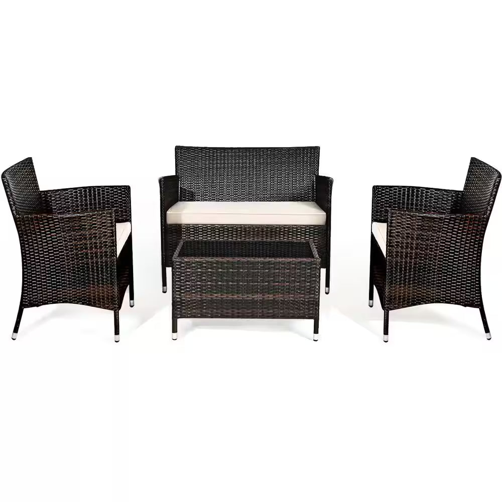 4-Piece Rattan Patio Conversation Set 