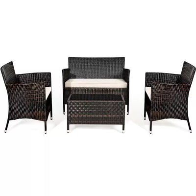 4-Piece Rattan Patio Conversation Set 