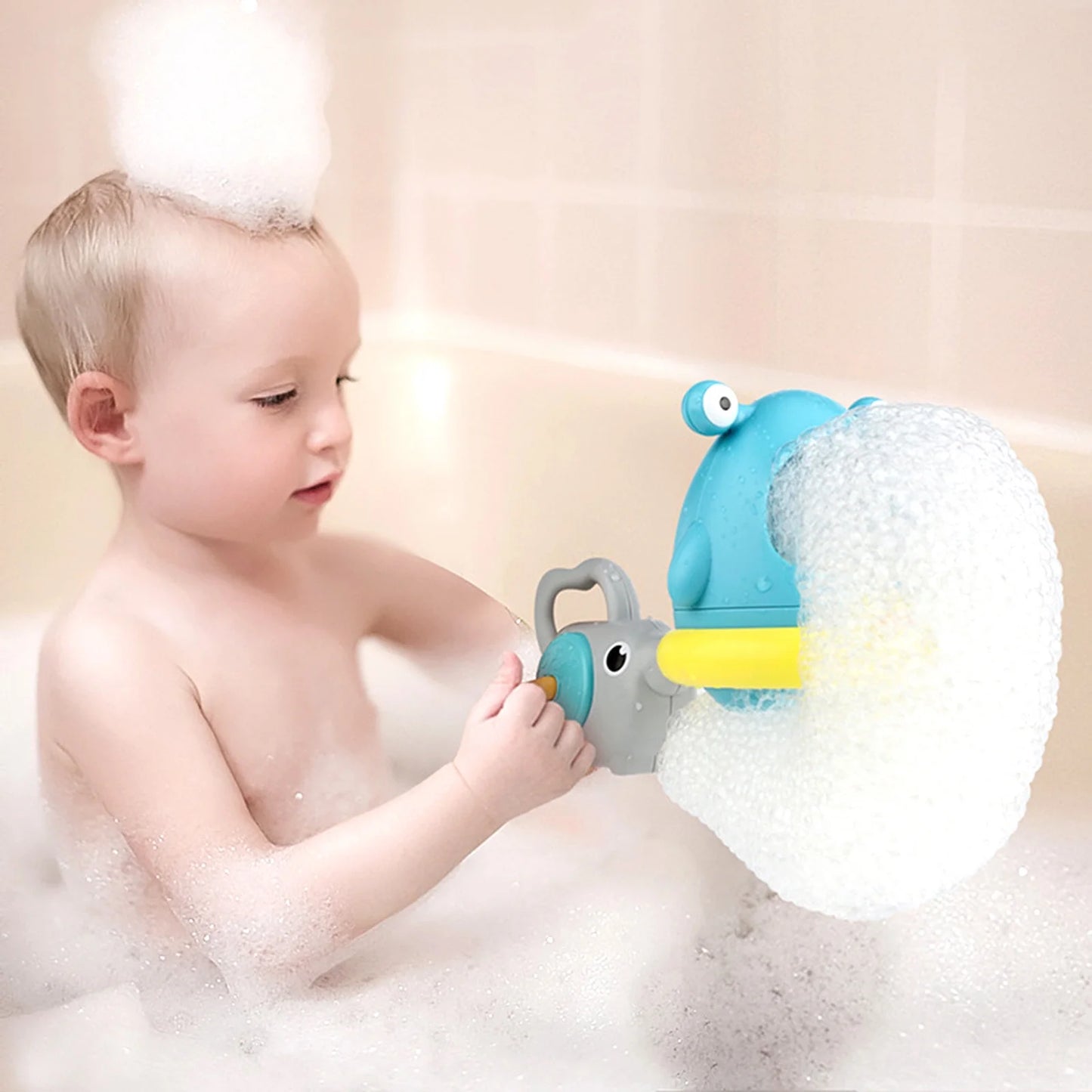 Bubble Machine Baby Bath Toy Creative Bubble Maker with Blowpipe Blower
