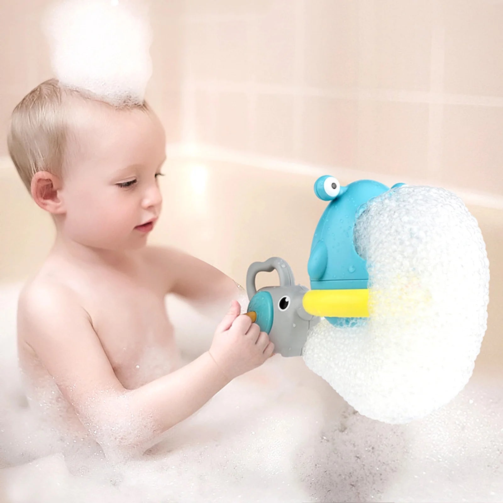 Bubble Machine Baby Bath Toy Creative Bubble Maker with Blowpipe Blower