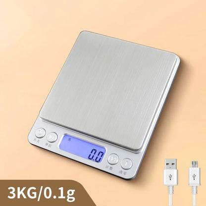 Rechargeable LCD Digital Kitchen Scale Mini Stainless Steel Precision Jewelry Electronic Balance Weight Electronic Digital Scale