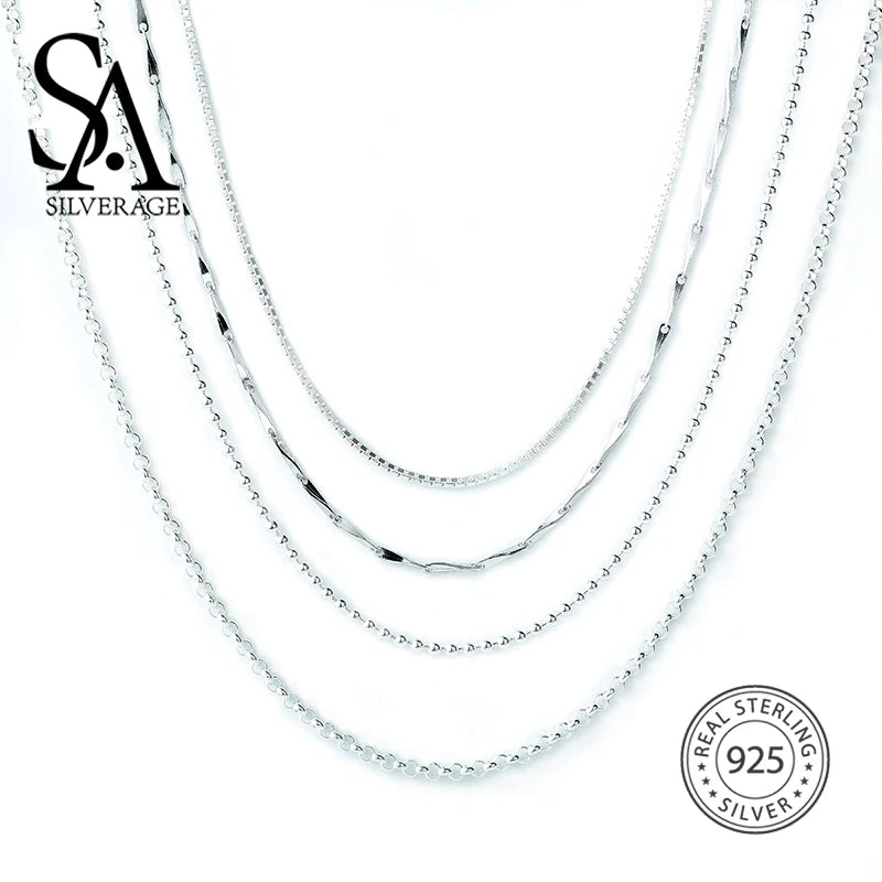 S925 Sterling Silver Accessory Chain Matching Necklace 16/18 Inch 40.5Cm and 46Cm