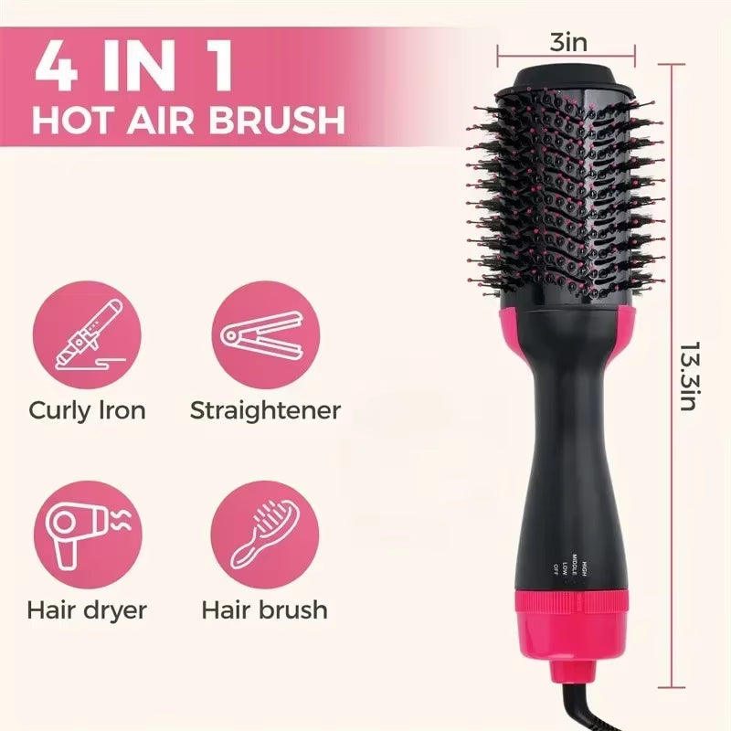 4 in 1 Hot Air Brush Styling Comb One-Step Heating Comb Hair Straightening Brush for Straight Curly Professional Hair Dryers
