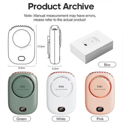 New Portable Hanging Neck Fan, Mini Cooling Waist Fans, Rechargeable Bladeless Fans 2000Mah Outdoor Personal Ventilador