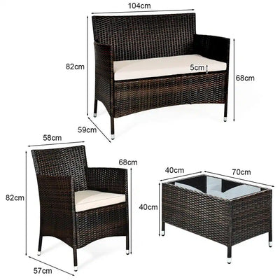 4-Piece Rattan Patio Conversation Set 