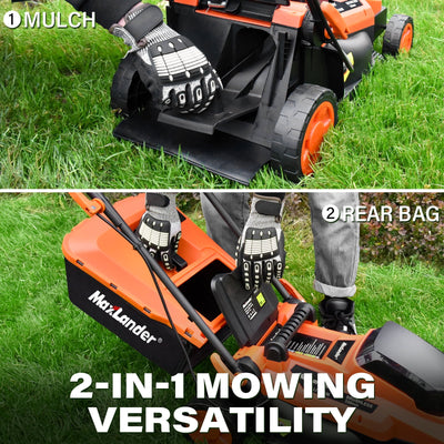 Lawn Mowers  Electric Lawn Mower Cordless (2-In-1),13 Inch 20V Battery Powered Lawn Mower with Brushless Motor, 5-Position Height Adjustment, 1 Pcs 4.0Ah Batteries and Charger Included